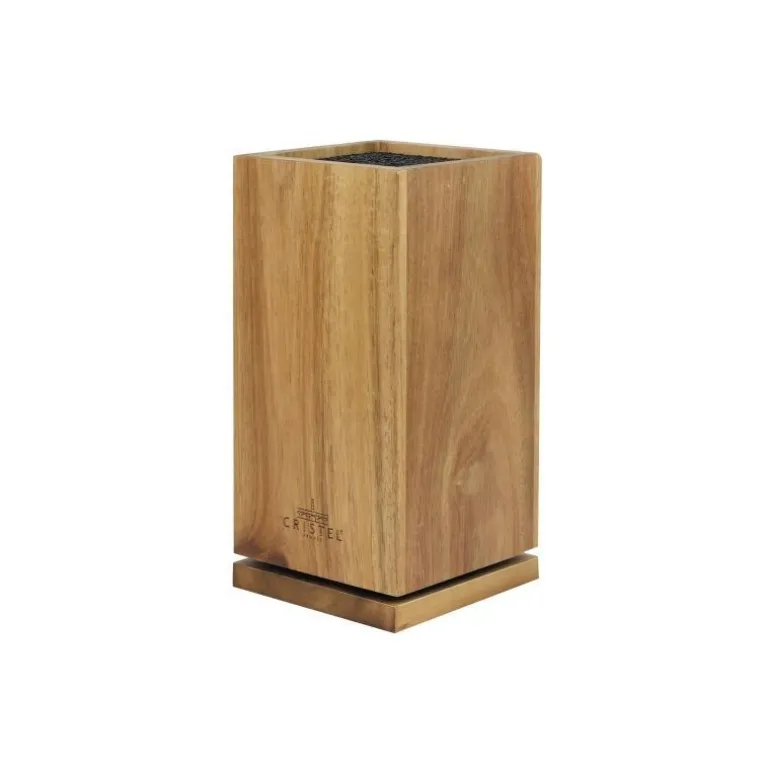 Bloc couteaux carré rotatif bois d'acacia