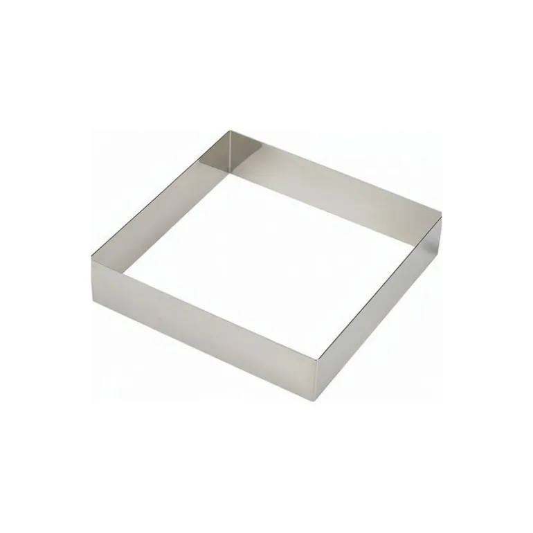 Cadre à pâtisserie carré inox 16 x 16 x 4,5 cm