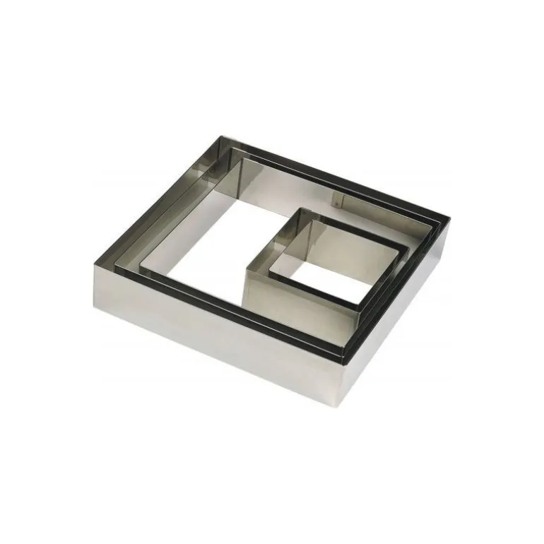 Cadre à pâtisserie carré inox 16 x 16 x 4,5 cm
