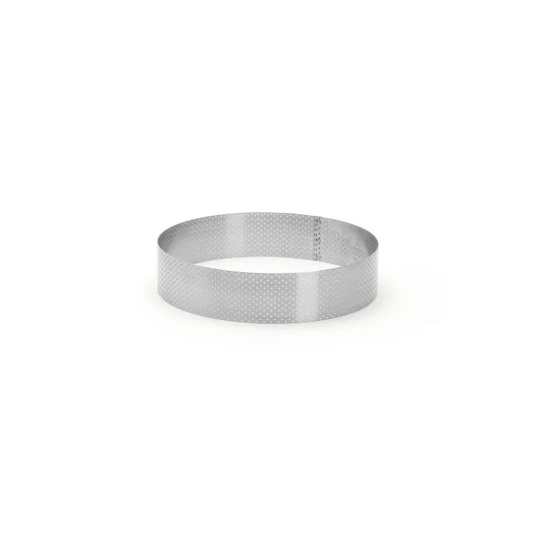 Cercle à tarte perforé bord droit inox Ø 20 cm