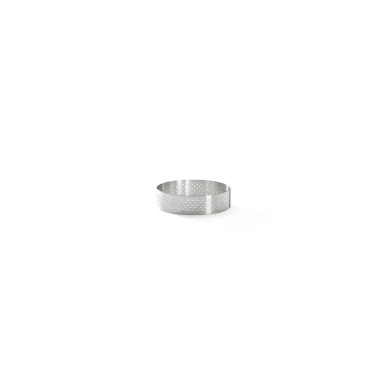 Cercle à tarte perforé bord droit inox Ø8,5 x 2 cm