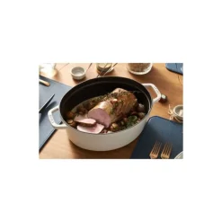 Cocotte en fonte ovale truffe blanche Ø 31 cm