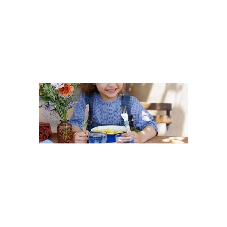Coffret Le Petit Gourmet couverts clipsables bois et inox