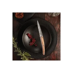 Couteau de table Deejo imitation bois d'olivier Sakura - par 4