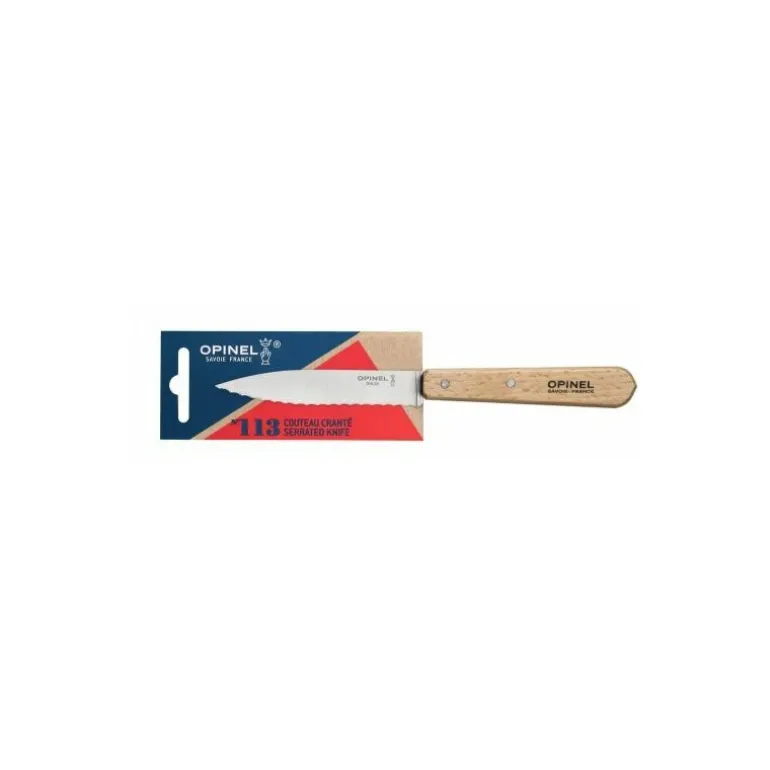 Couteau office cranté Opinel n°113 hêtre naturel