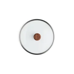 Couvercle en verre de sécurité bouton bois ø 28 cm