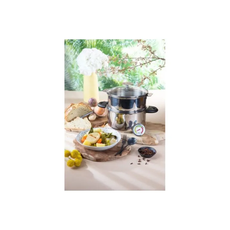 Cuiseur vapeur biome anse mutine 2 noir ø 24 cm