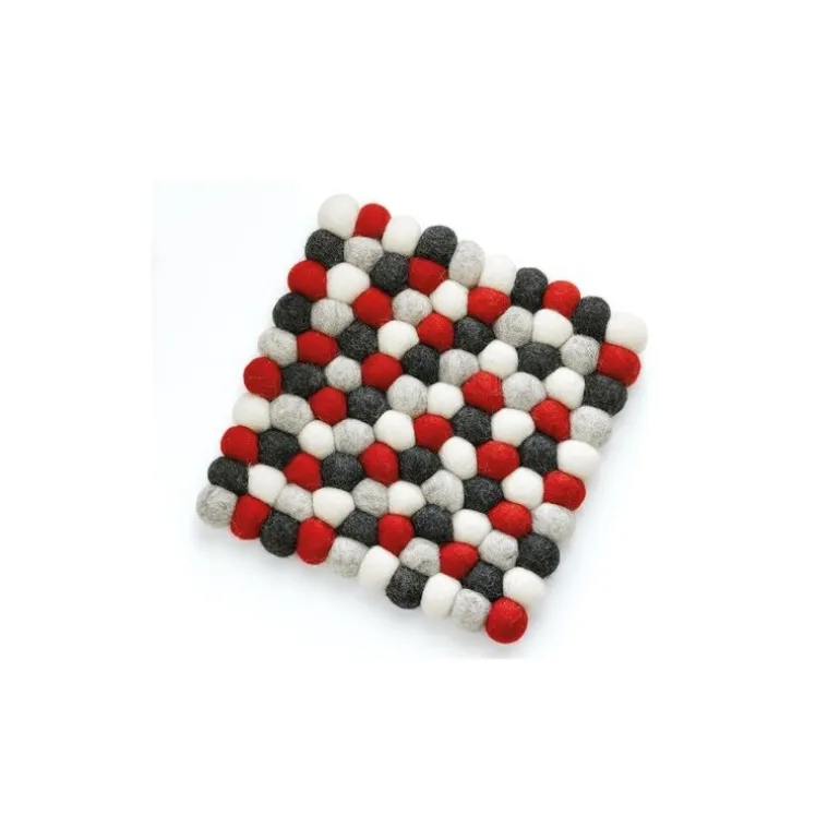 Dessous de plat Lana carré rouge noir blanc 21 x 21 cm