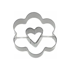 Emporte pièce inox rosace avec cœur 6,5 cm