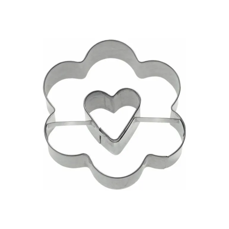 Emporte pièce inox rosace avec cœur 6,5 cm