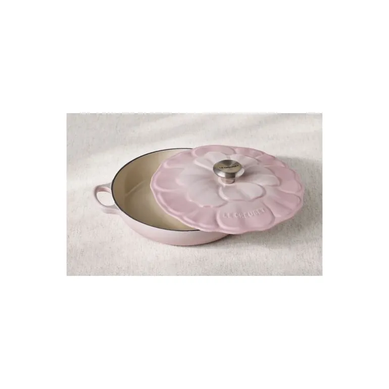 Faitout fonte émaillée pétales shell pink ø 26 cm
