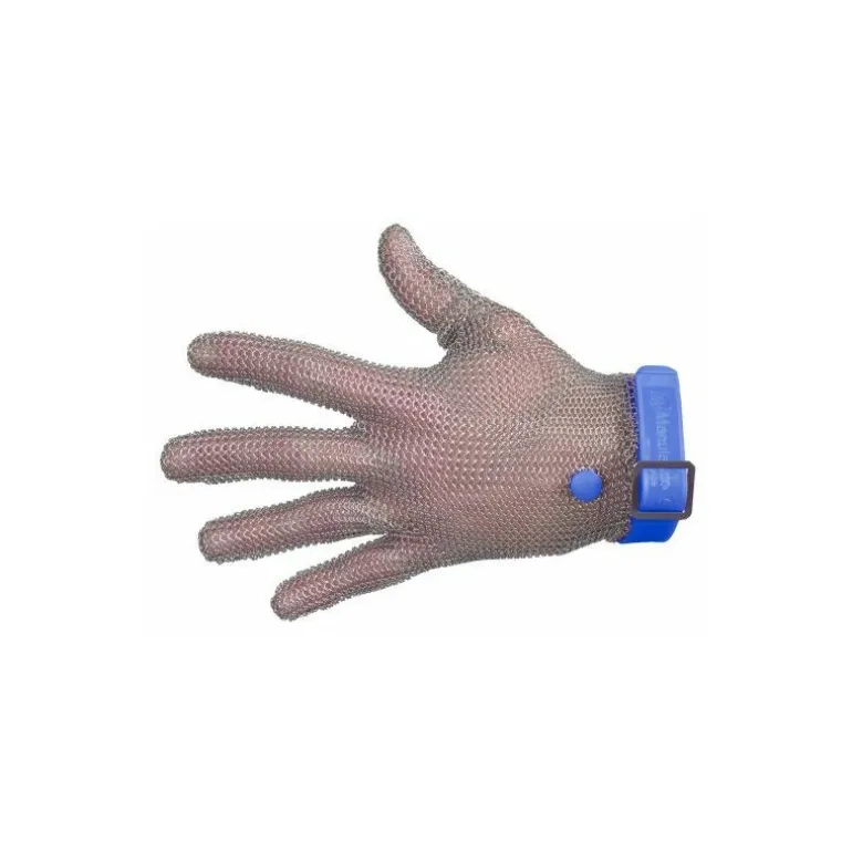 Gant cotte de maille sangle reversible bleu L