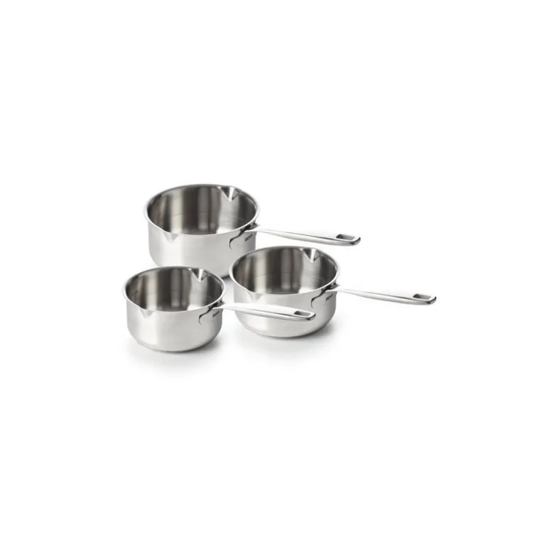 Lot 3 casseroles Maestro avec becs verseurs inox ø 16, 18 et 20 cm