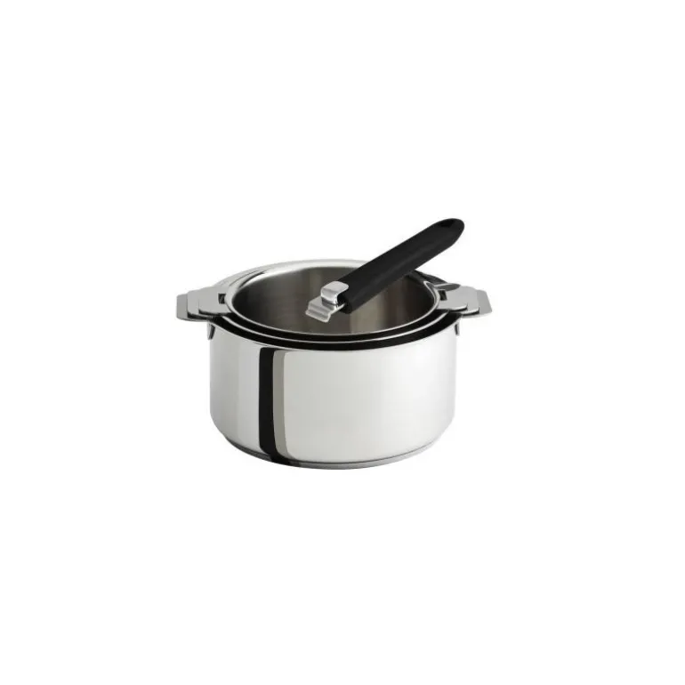 Lot de 3 casseroles Mutine avec poignée noire amovible