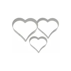 Lot de 3 emporte-pièces inox coeur de 4, 5 et 6 cm