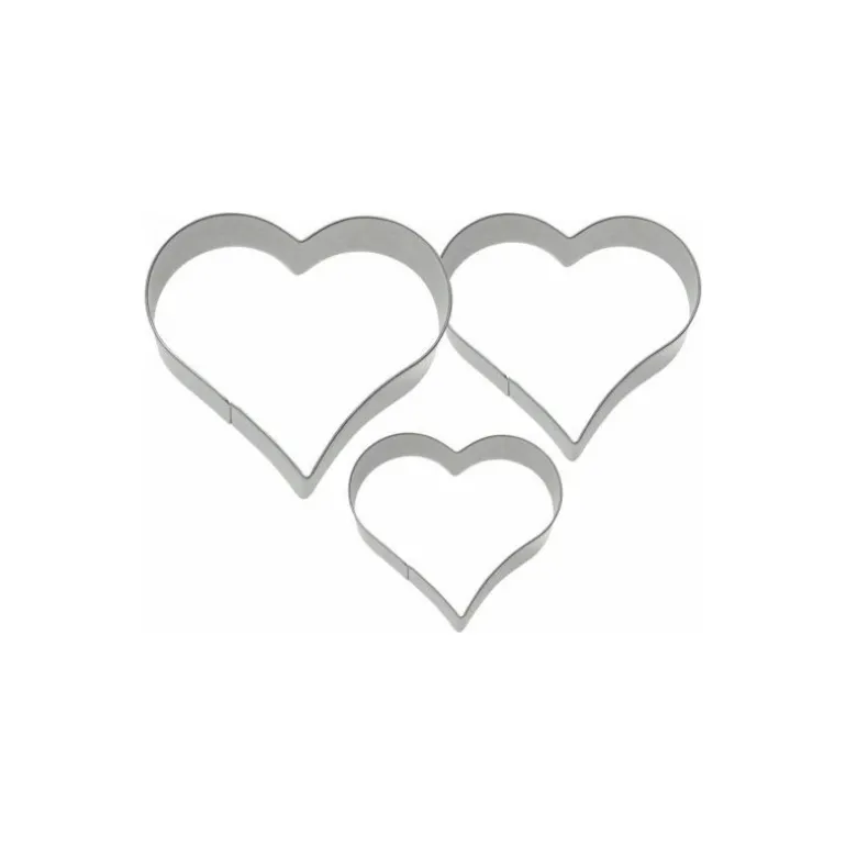 Lot de 3 emporte-pièces inox coeur de 4, 5 et 6 cm