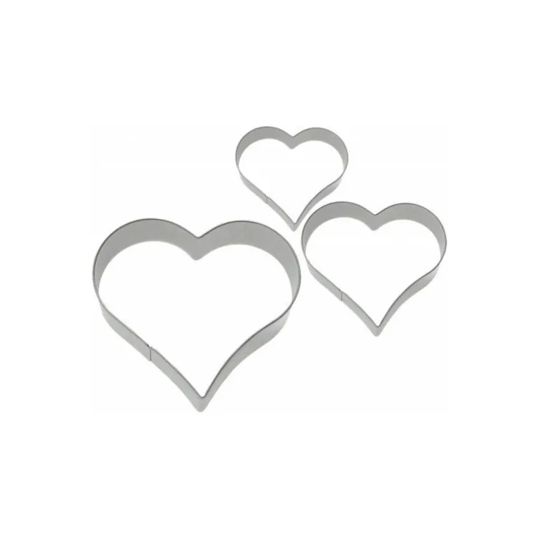 Lot de 3 emporte-pièces inox coeur de 2, 3 et 4 cm