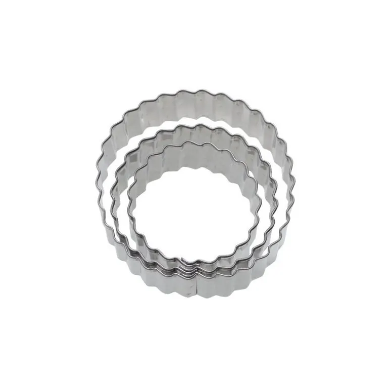 Lot de 3 emporte-pièces inox rond cannelé de 4, 5 et 6 cm