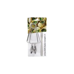 Lot de 2 fourchettes et 2 pinces à escargots inox