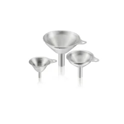 Lot de 3 mini entonnoirs ø 7,5 + 5,5 + 4,5 cm inox