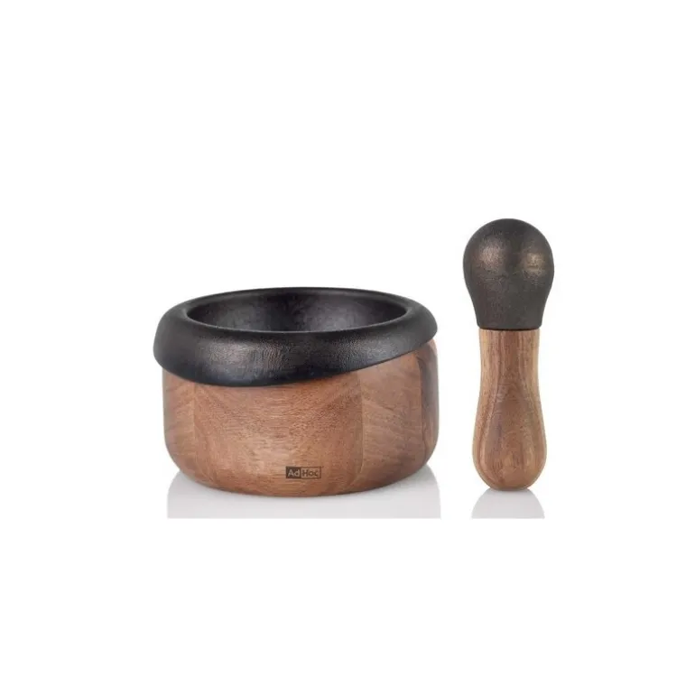 Mortier et pilon en fonte et bois d'acacia Ø 13 cm