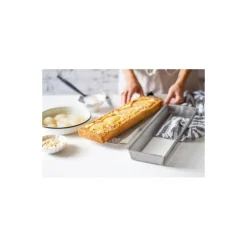 Moule rectangulaire fond amovible inox perforé 35 x 10,5 x 3,5 cm
