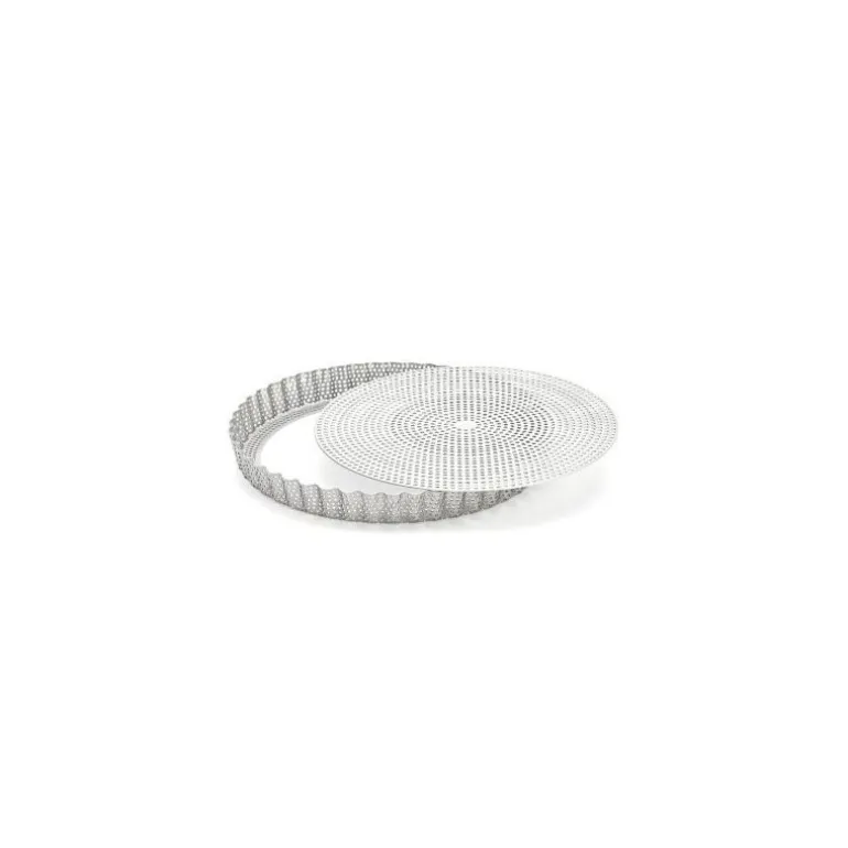 Moule à tarte inox perforé et feuille de cuisson Ø 24 cm