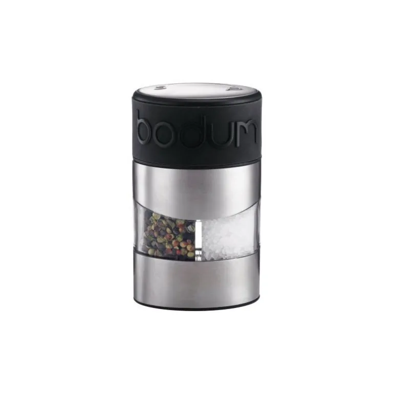 Moulin à poivre et sel Twin noir inox 11 cm