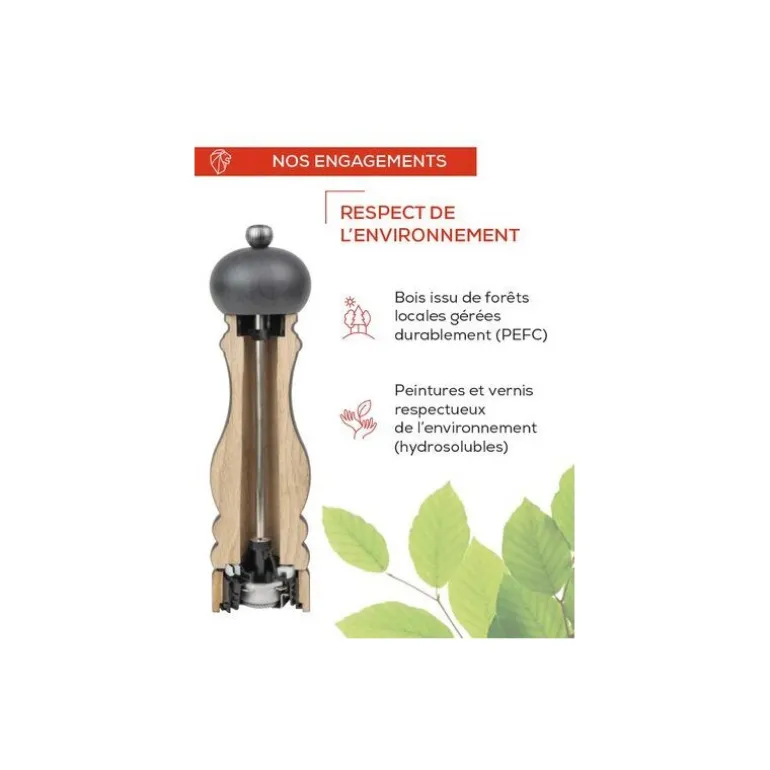 Moulin à sel U Select Paris bois naturel 22 cm