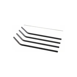 Paille inox noir avec brosse de nettoyage - par 4