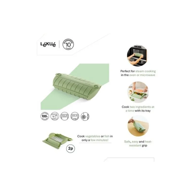 Papillote cuisson vapeur silicone vert 2 personnes