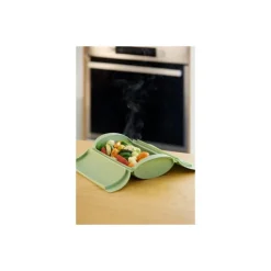 Papillote cuisson vapeur silicone vert 2 personnes