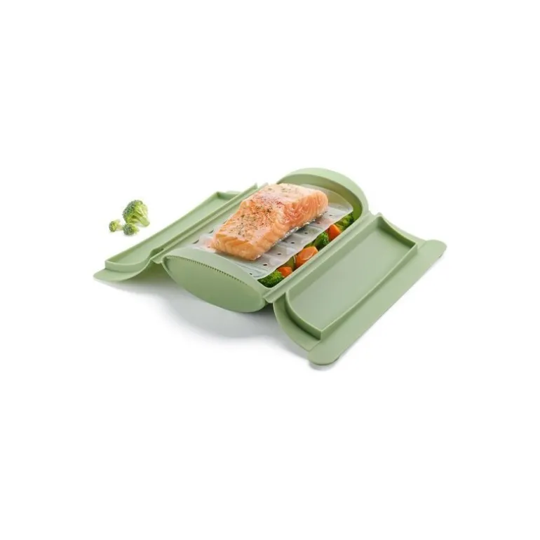 Papillote cuisson vapeur silicone vert 2 personnes
