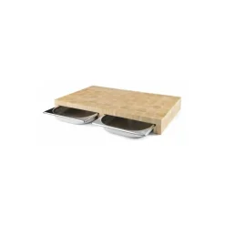 Planche à découper bois 2 bacs récupérateurs