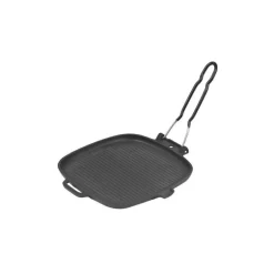 Poêle grill fonte poignée rabattable 25 x 25 cm