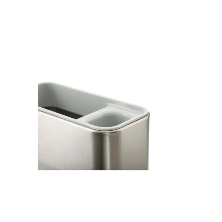 Porte éponge inox et gris béton 18 x 12 cm