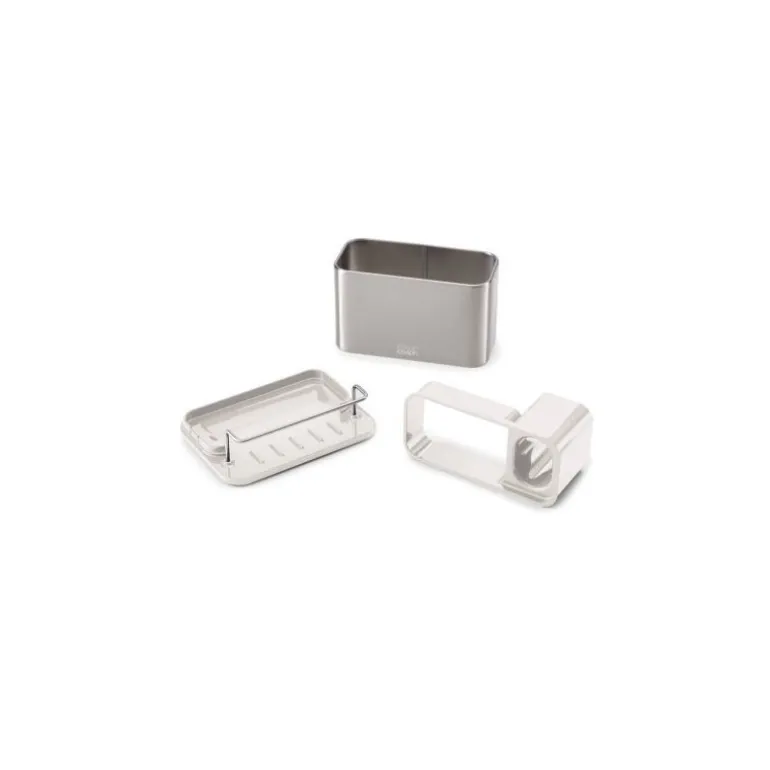 Porte éponge inox et gris béton 18 x 12 cm