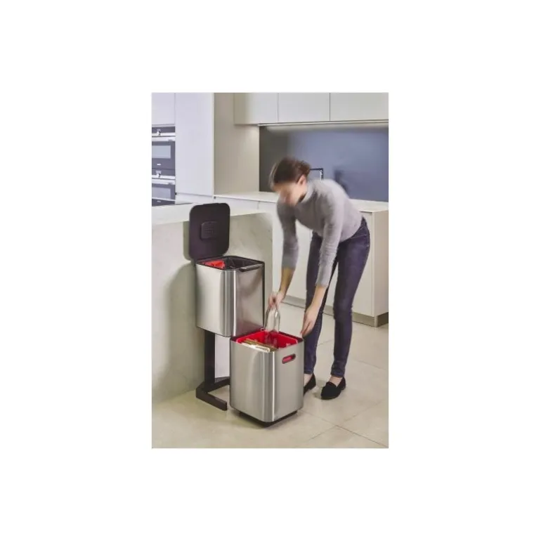 Poubelle à tri sélectif acier inox 2 x 20 L