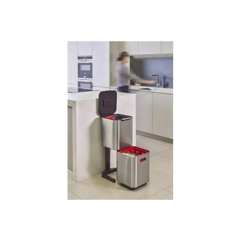 Poubelle à tri sélectif acier inox 2 x 20 L
