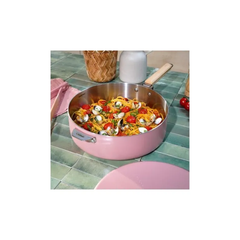 Sauteuse inox La Merveilleuse rose guimauve Ø 28 cm