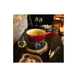 Service à fondue fonte rouge