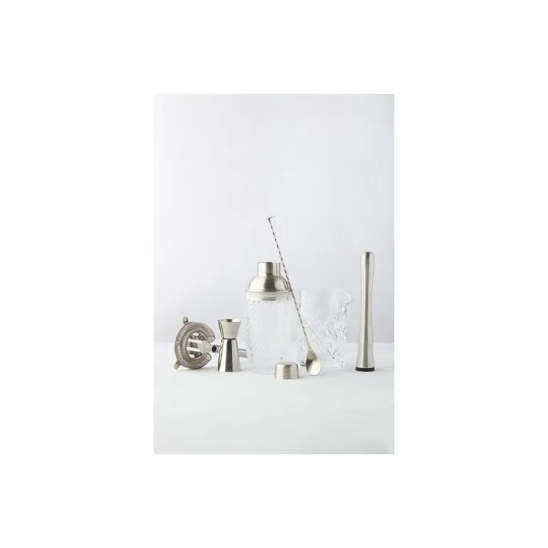 Set cocktail en verre et inox 6 pièces