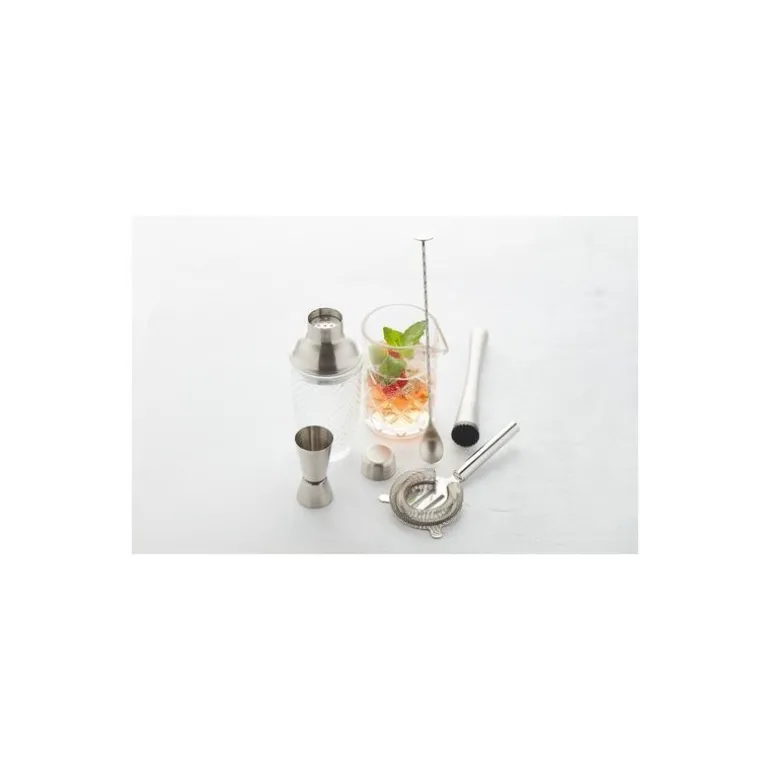 Set cocktail en verre et inox 6 pièces