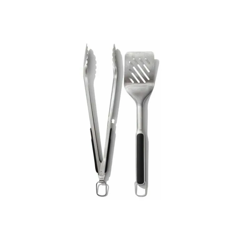 Set de 2 ustensiles pour barbecue, spatule + pince de service