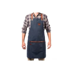 Tablier coton waxé et cuir N°547 bleu marine