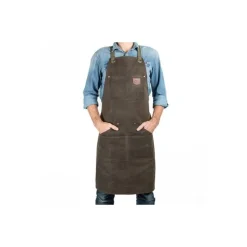 Tablier coton waxé N°515 vert olive